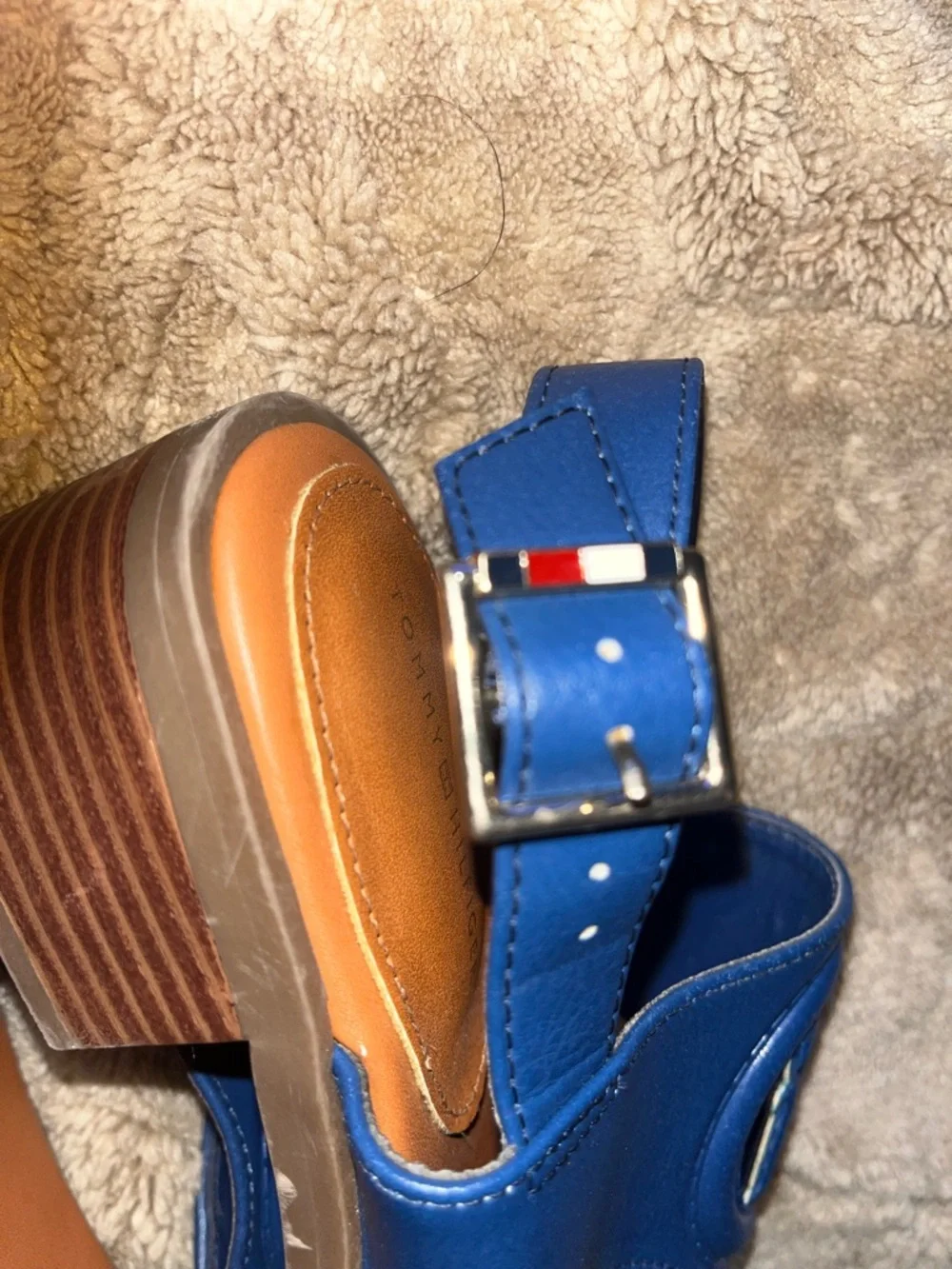 Tommy Hilfiger Blue Leather Thong Sandals - Picture 3 of 4